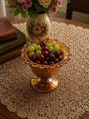 Vintage Idiana Carnival Glass Compote Bowl